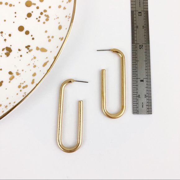 Modern Hoop Curved Oval Earrings - Picture 2 of 4